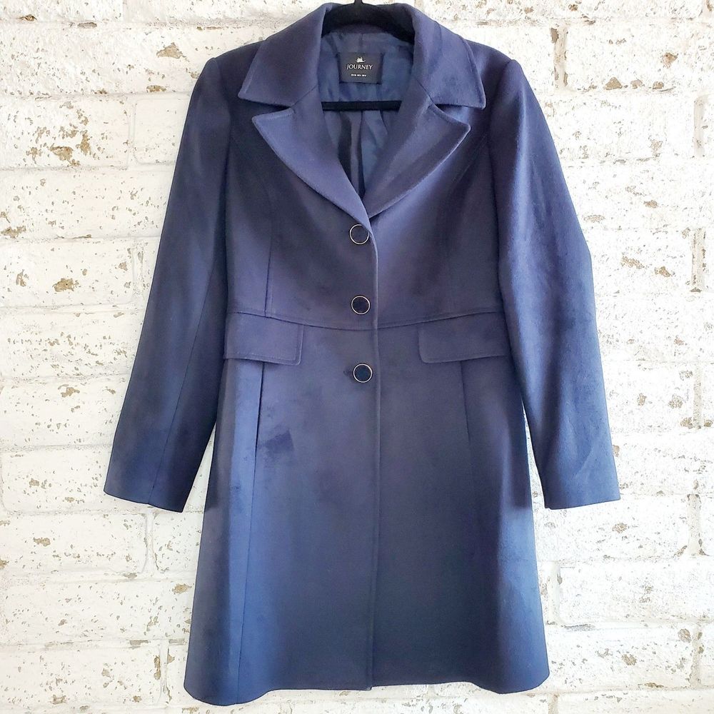 Journey Navy Blue Pea Coat Spring Fall Jacket Casual Made in Turkey SZ S /US 4